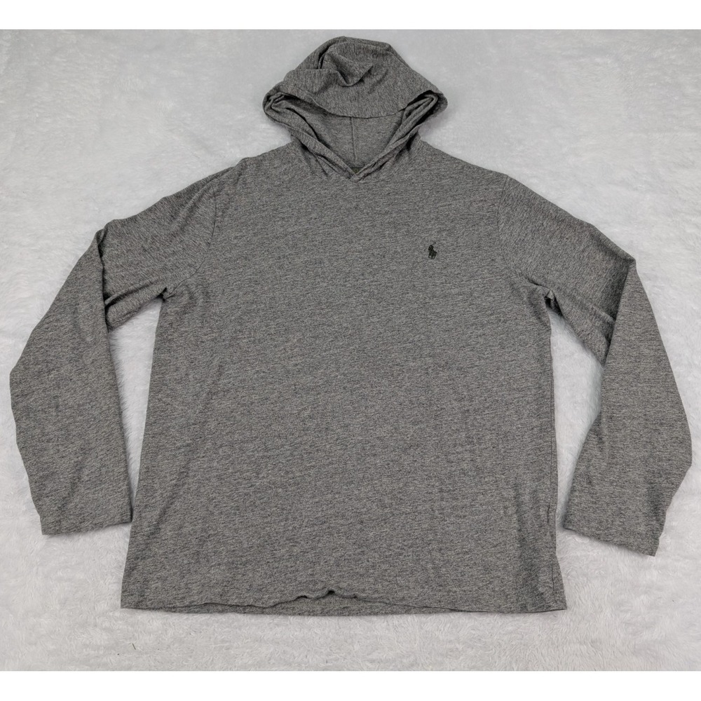 Polo Ralph Lauren Hooded Shirt‎ Men's Size L Gray Embroidered Pony Long Sleeve